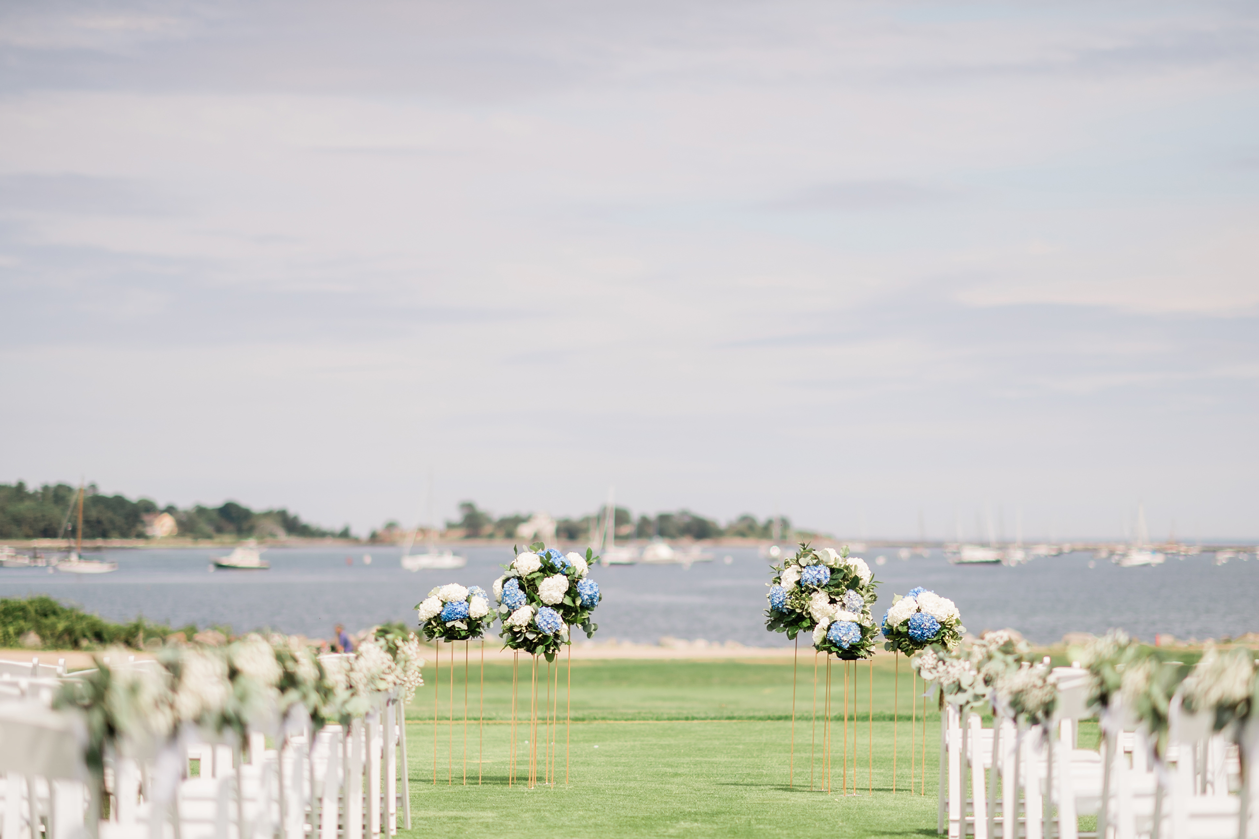 Wedding ceremony setting by seaside