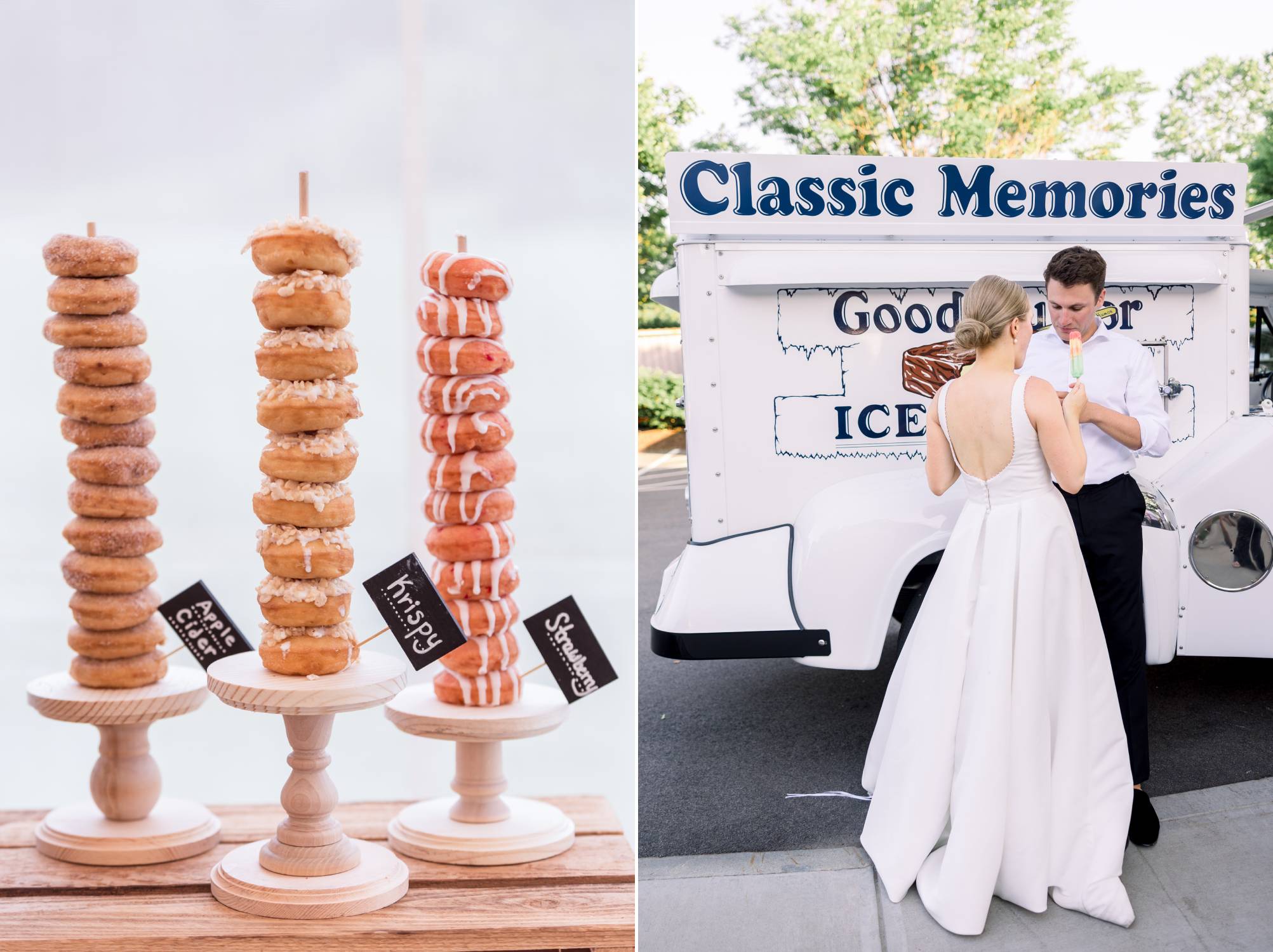 Donuts and a couple eating ice cream