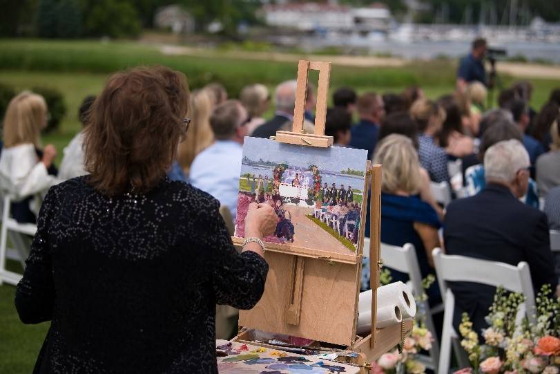 Live painter at wedding ceremony