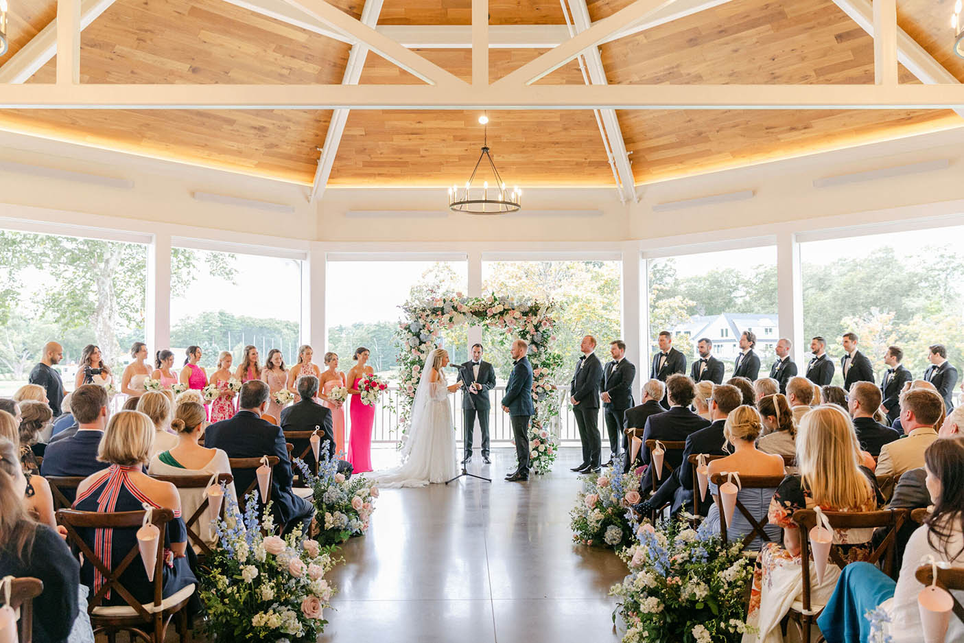 Wedding ceremony setting by seaside